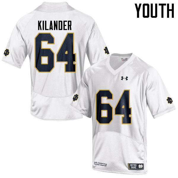 Youth #64 Ryan Kilander Notre Dame Fighting Irish College Football Jerseys-White